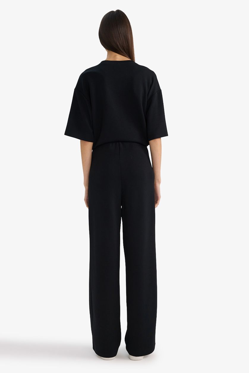 Woman Black Straight Fit Modal Trousers