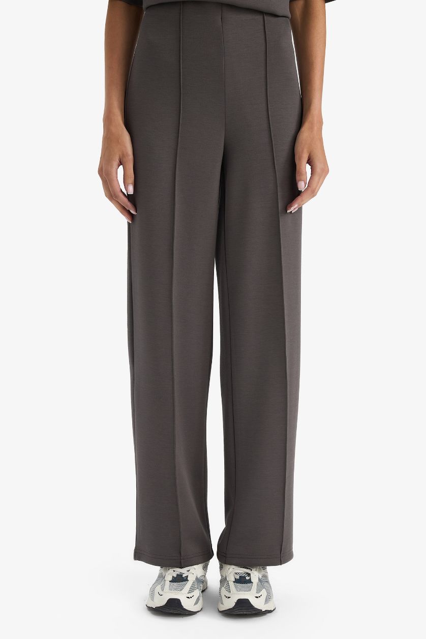 WOMAN Dark Grey Straight Fit Modal Trousers