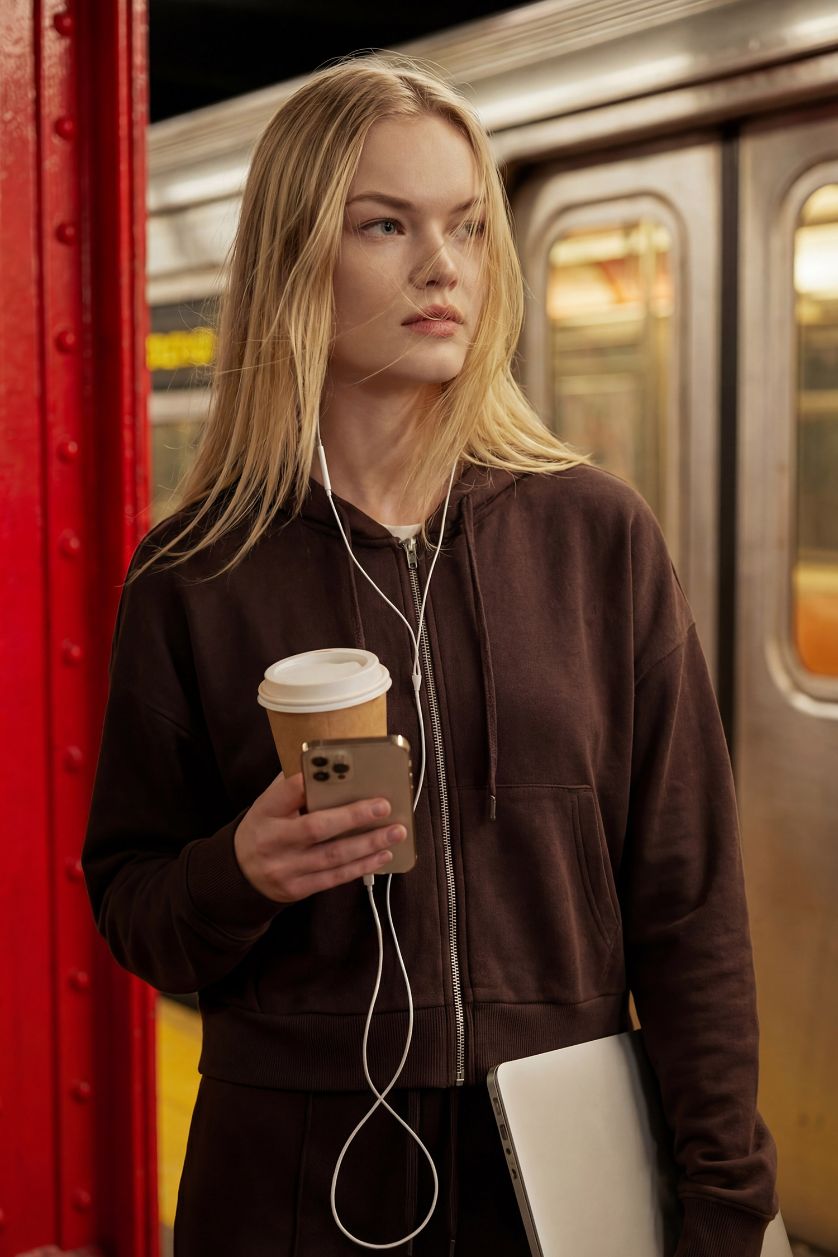 Woman Brown Loose Fit Hooded modal Cardigan