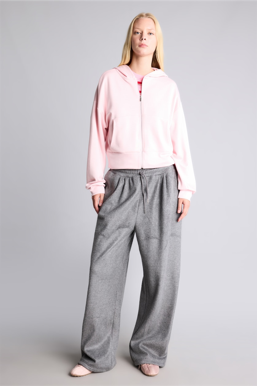 WOMAN Light Pink Loose Fit Modal Hoodie