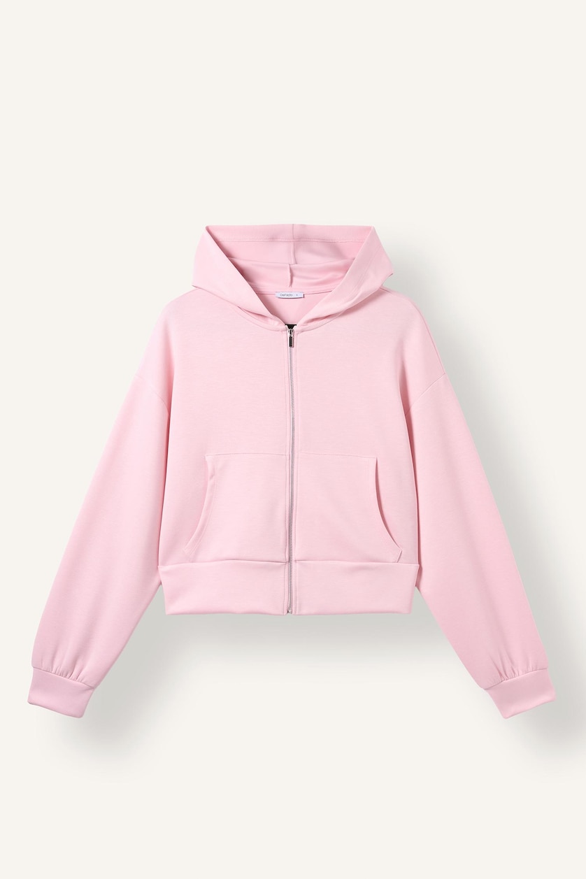 WOMAN Light Pink Loose Fit Modal Hoodie