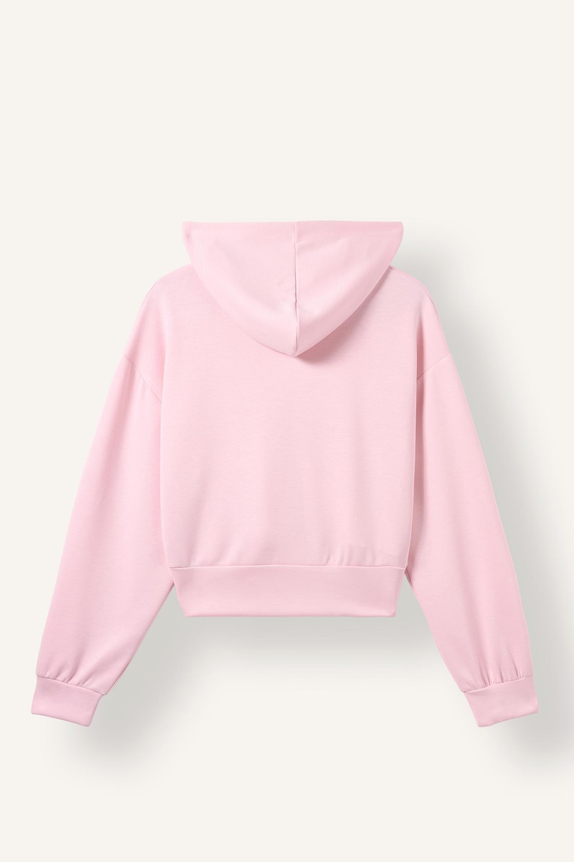 WOMAN Light Pink Loose Fit Modal Hoodie