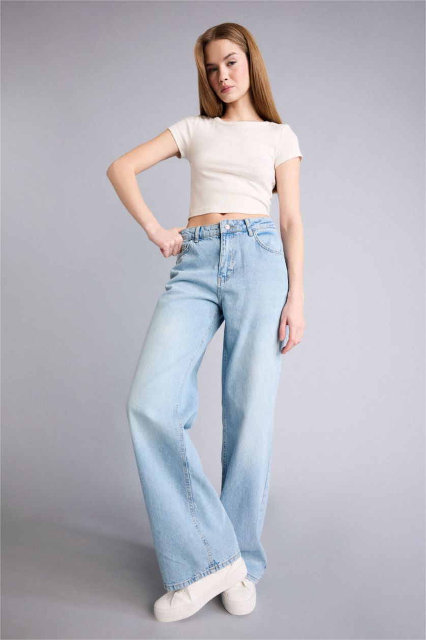 Women Light Indigo Low Waist Trousers