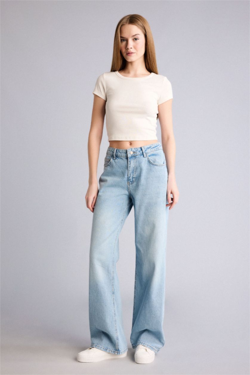 Women Light Indigo Low Waist Trousers