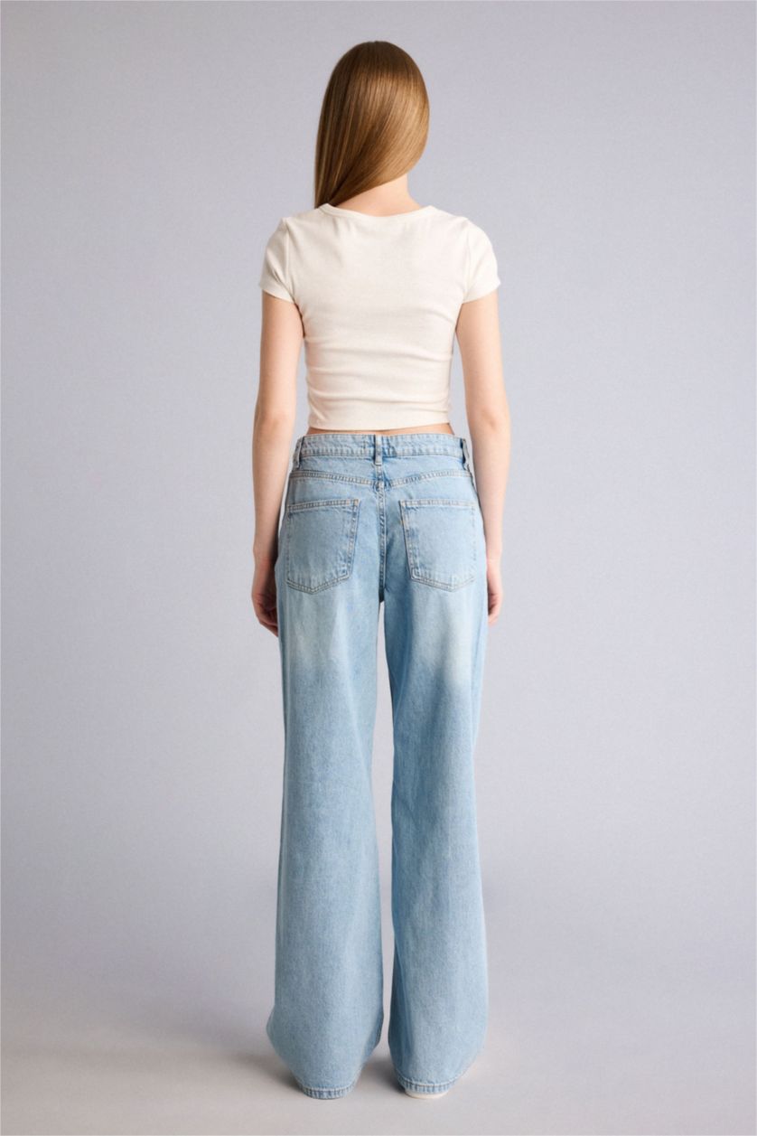 Women Light Indigo Low Waist Trousers