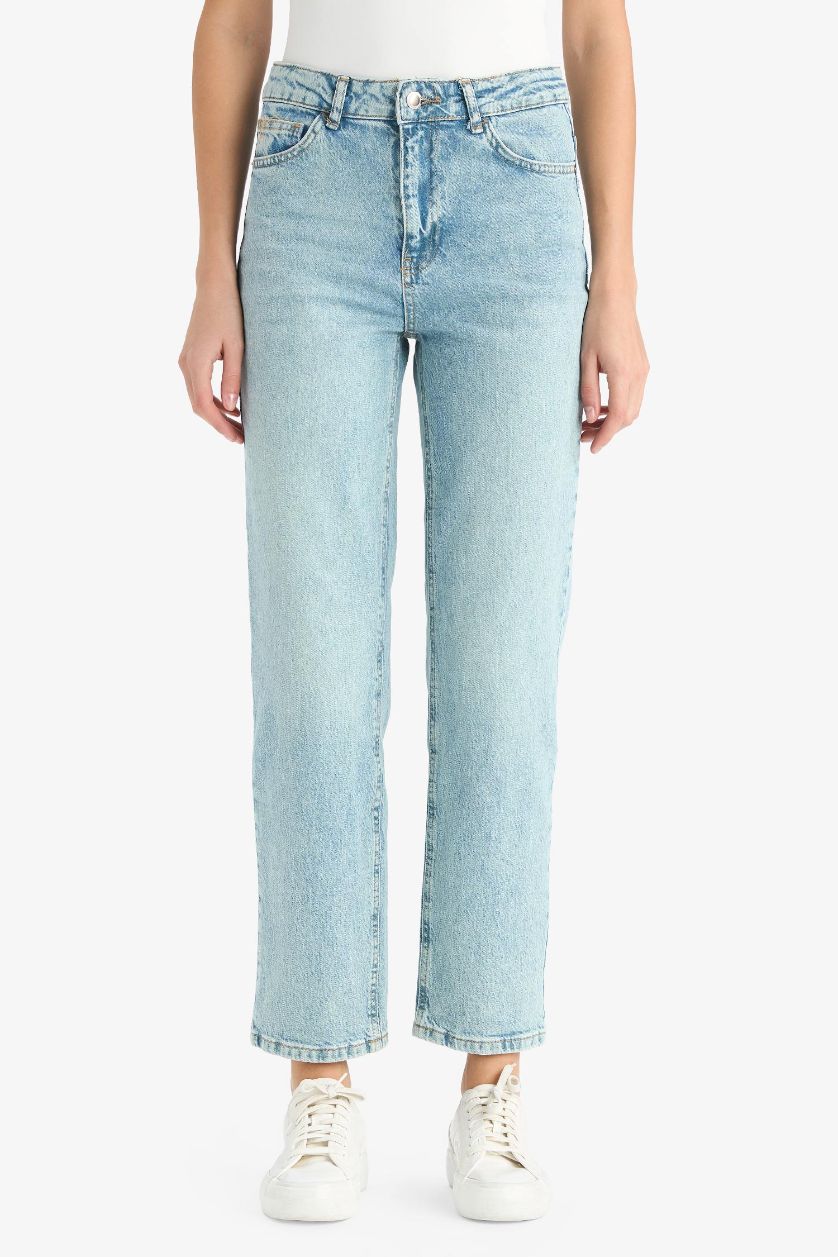 حريمي أزرق بنطلون جينز كومفرت قصة مستقيمة وخصر عادي