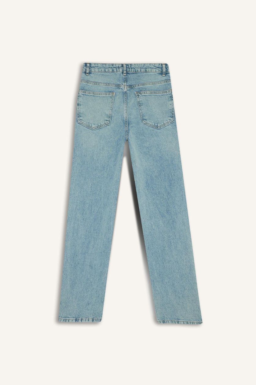 حريمي أزرق بنطلون جينز كومفرت قصة مستقيمة وخصر عادي