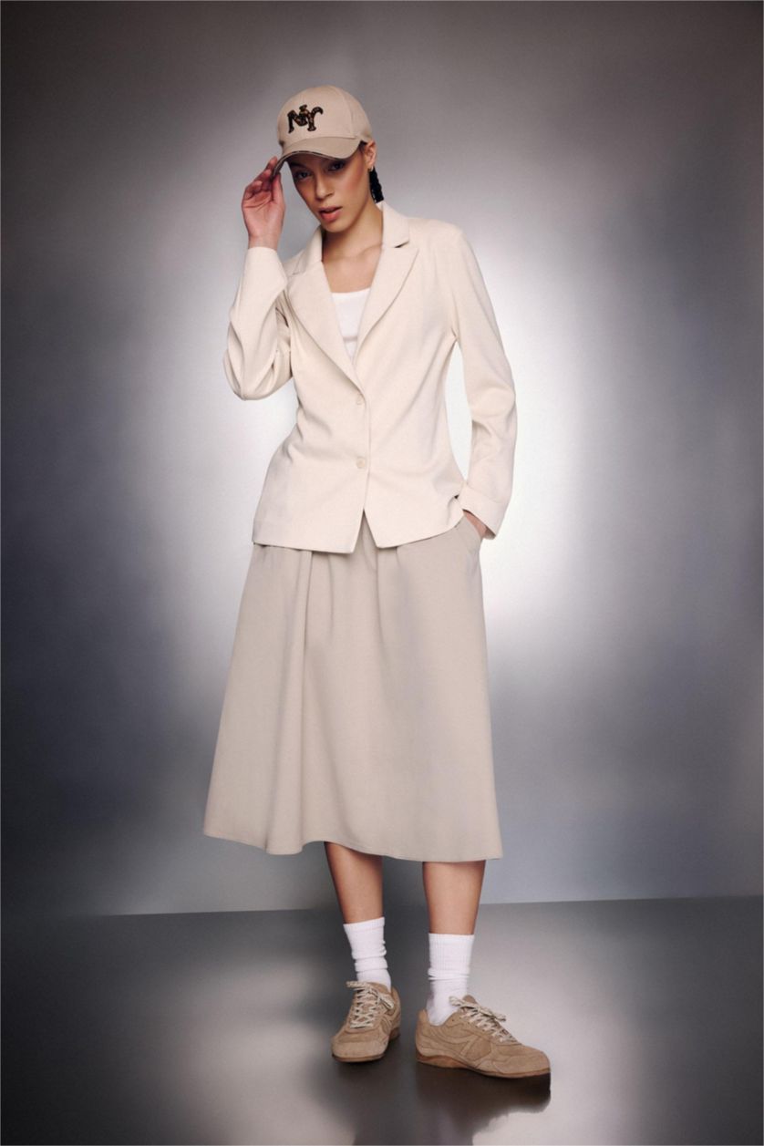 Kadın Ekru Standart Fit Blazer Ceket