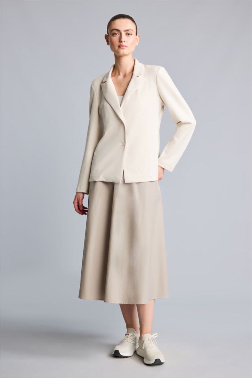 Kadın Ekru Standart Fit Blazer Ceket