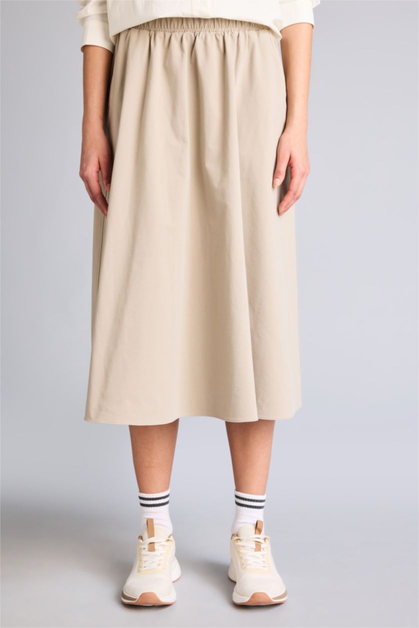 Woman Light Grey Standard Fit Woven Skirt