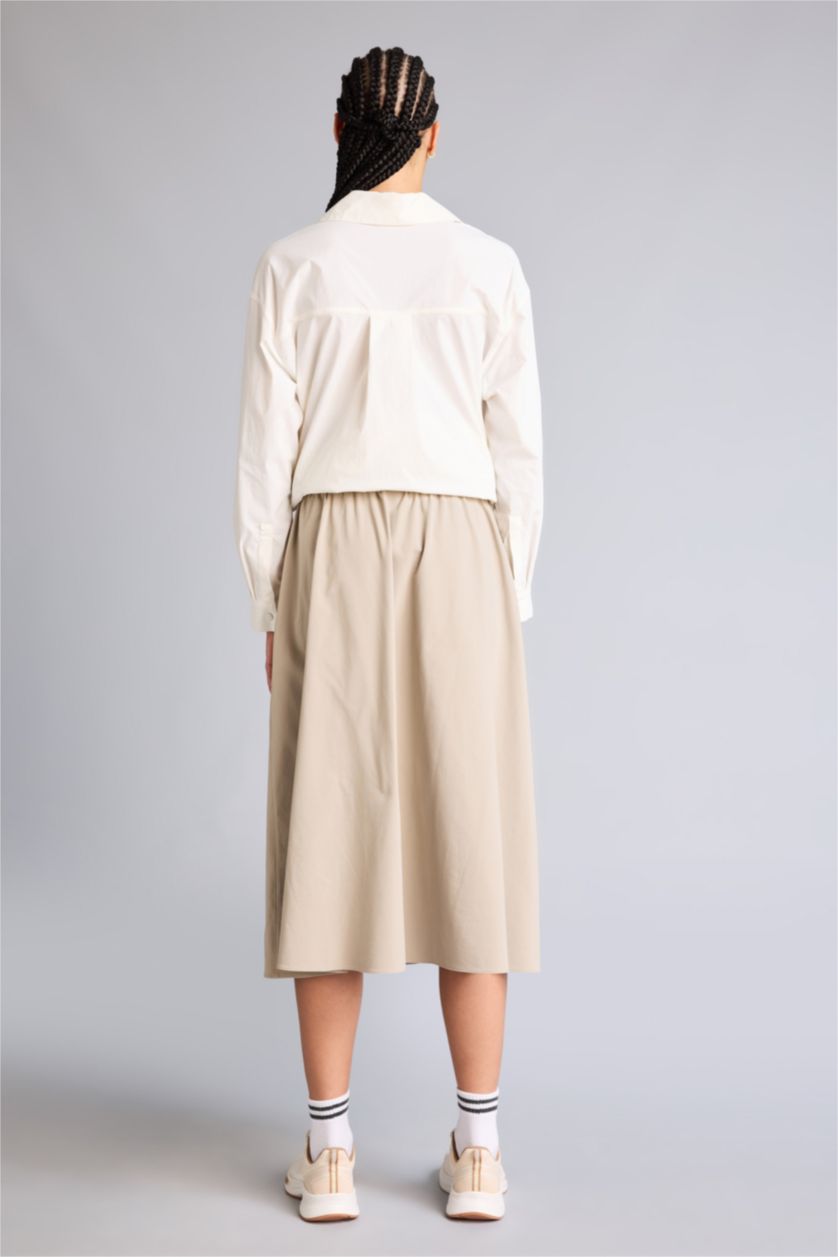 Woman Light Grey Standard Fit Woven Skirt