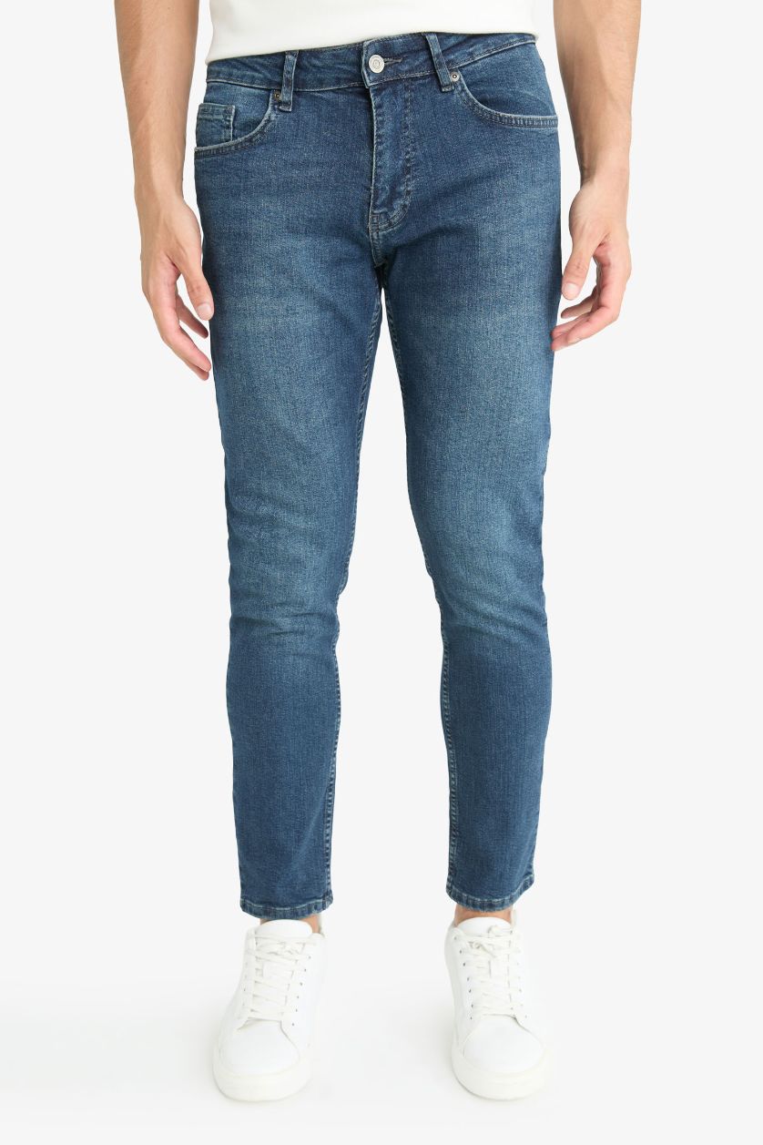 MAN Dark Blue Pedro Slim Fit Regular Waist Skinny Leg Jeans