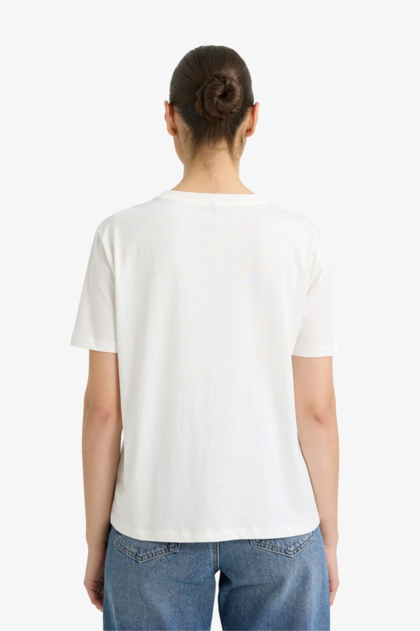 Woman White تيشيرت نص ردن قصة عادية 3D