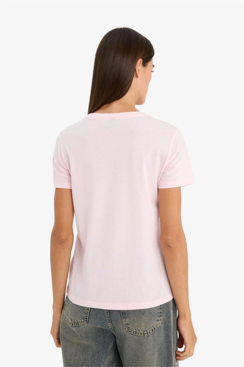 Әйелдерге Ашық Қызғылт Woman Short Sleeve T-Shirt