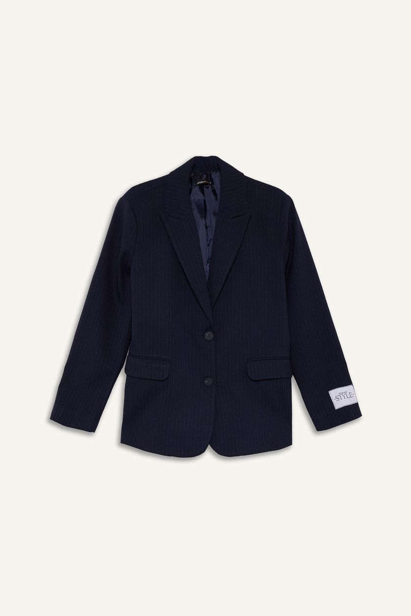 WOMAN NAVY Regular Fit Jacket Collar Blazer
