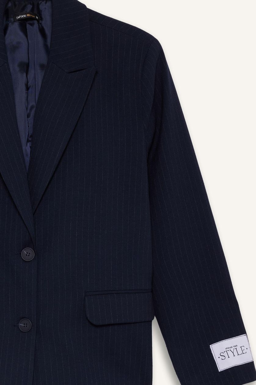 WOMAN NAVY Regular Fit Jacket Collar Blazer