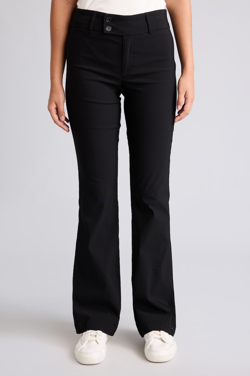 Women Black Normal Waist Flare Trousers