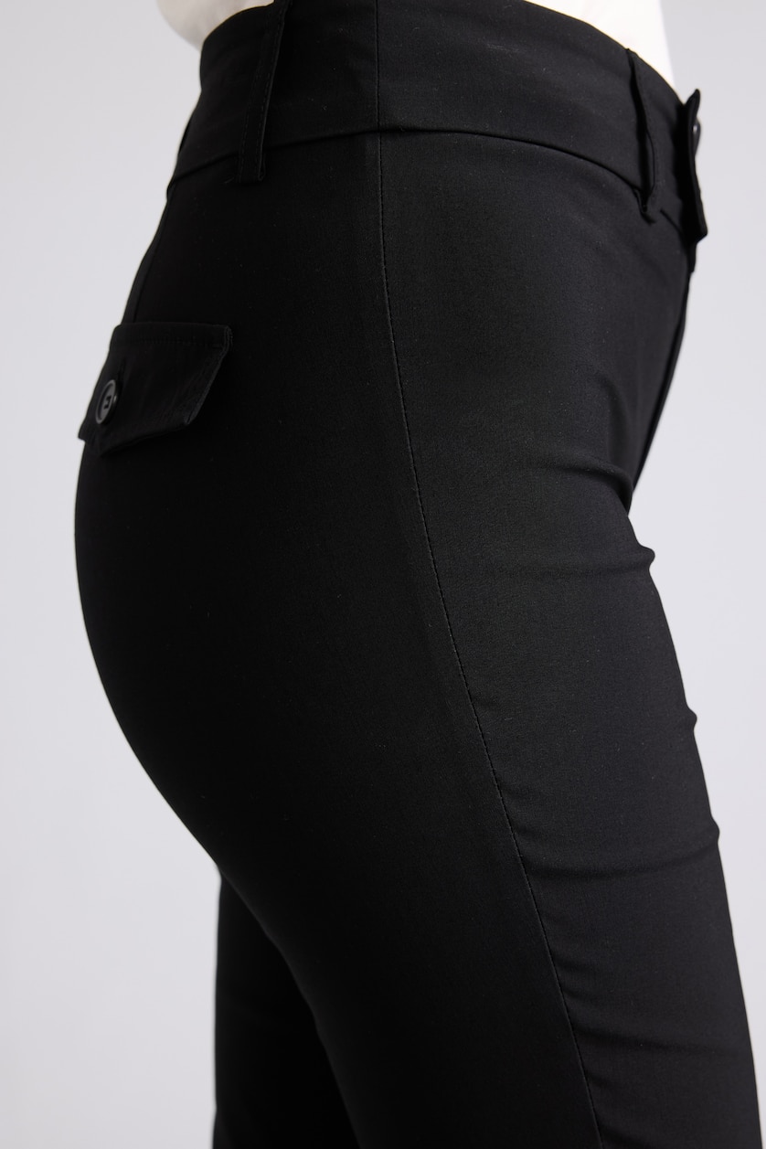 Women Black Normal Waist Flare Trousers