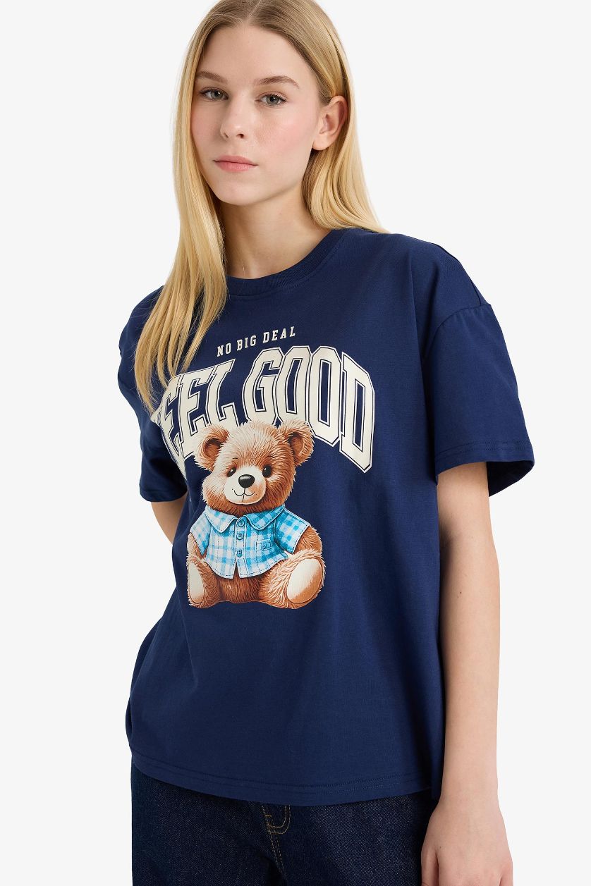 Woman NAVY Oversize Fit Printed Short Sleeves T-Shirt