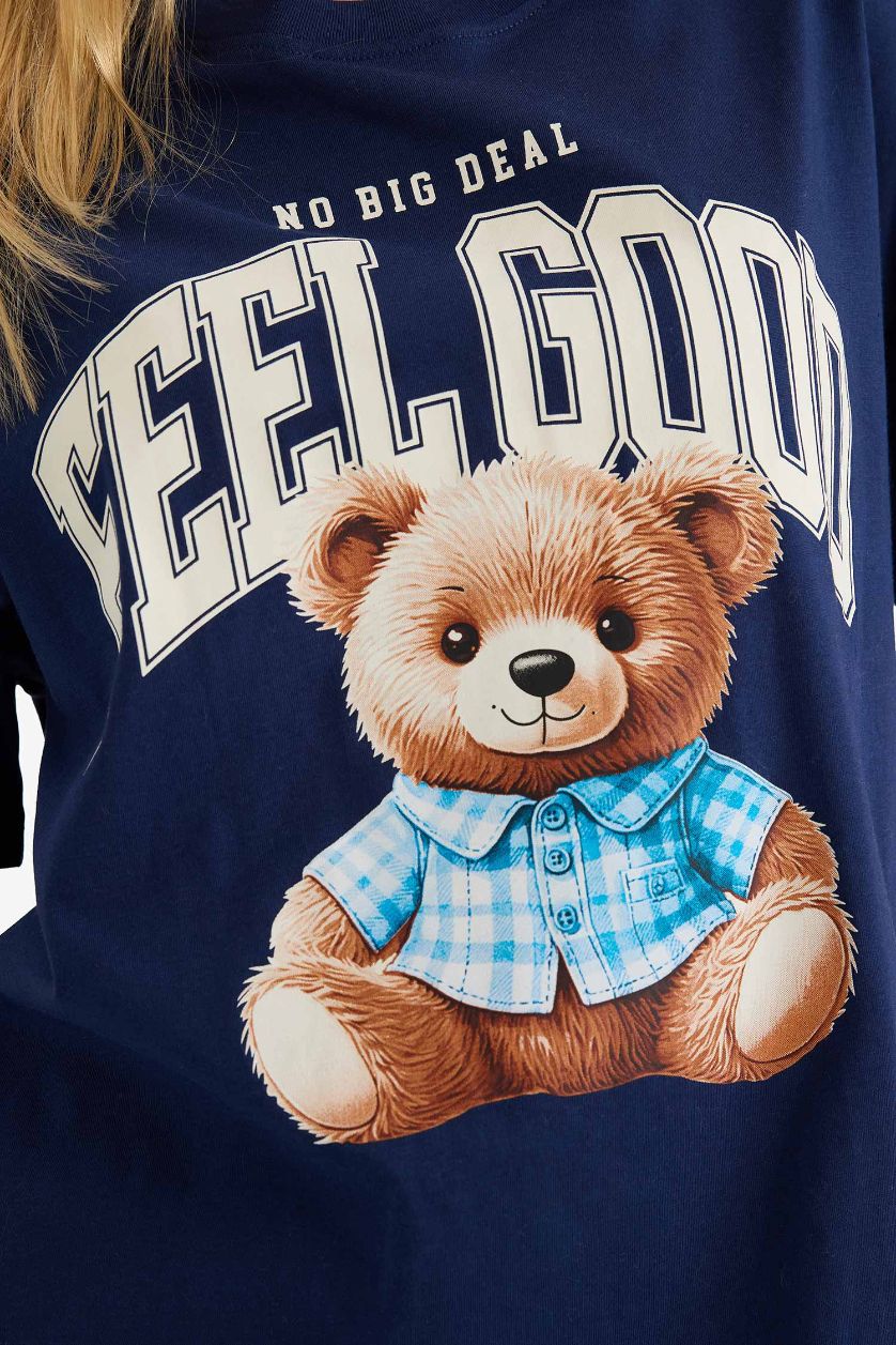 Woman NAVY Oversize Fit Printed Short Sleeves T-Shirt