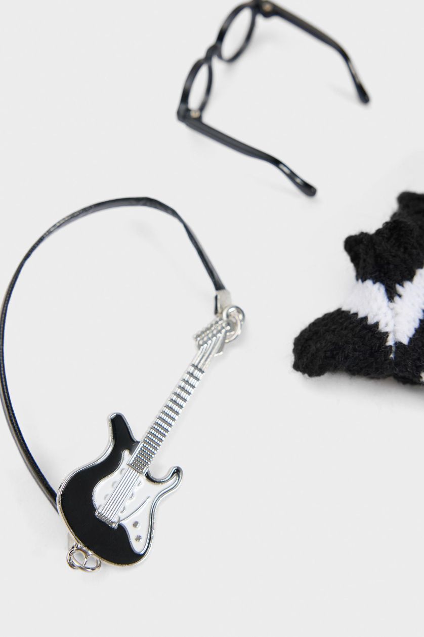 WOMAN MIXED Woman Black Guitar Detail Wearable Charm Keychain