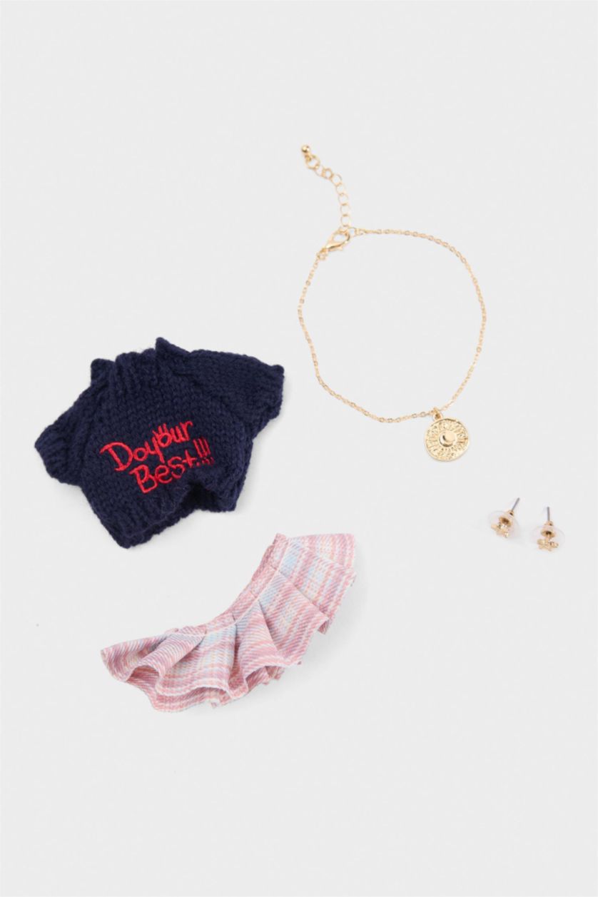 Kadın Karma Kadın Etek-Kazak Detaylı Giydirilebilir Charm Anahtarlık Kostümü