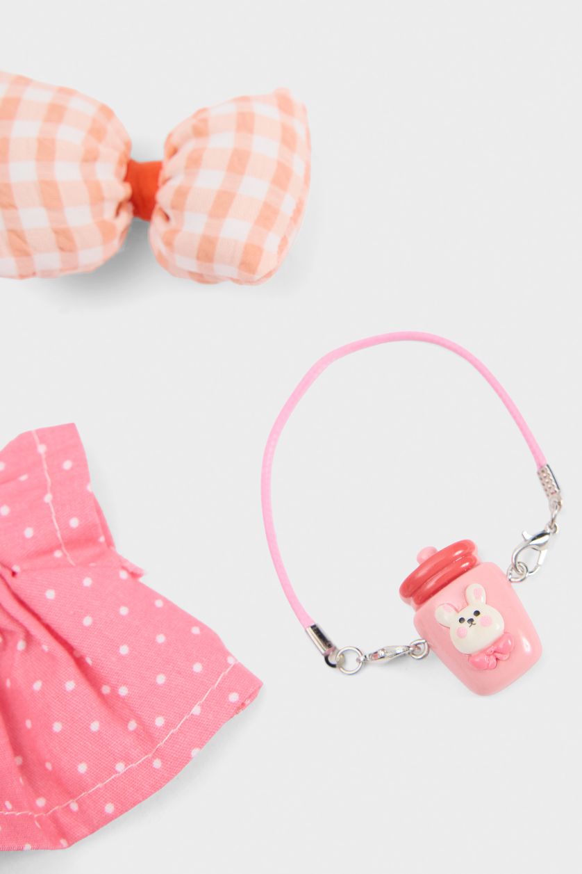 Kadın Karma Kadın Pembe-Fiyonk Detaylı Giydirilebilir Charm Anahtarlık Kostümü