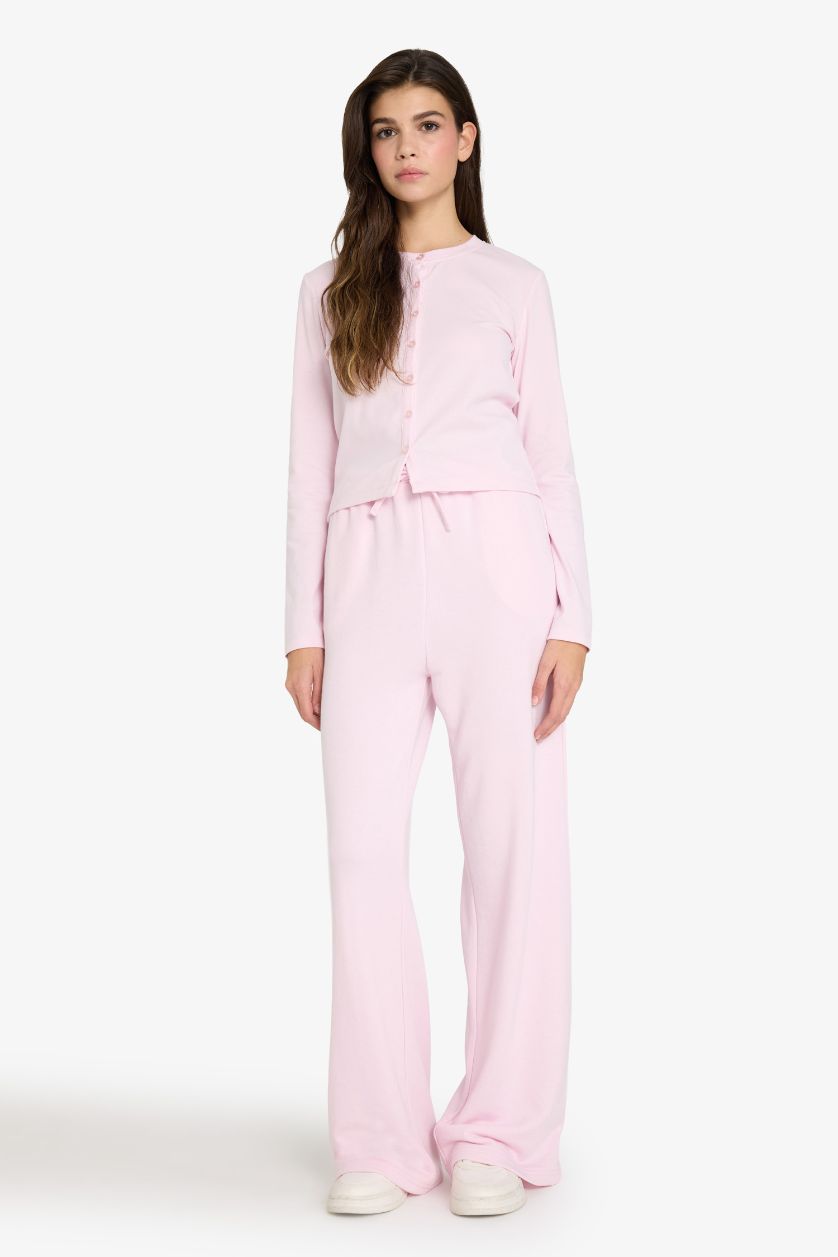 FEMME Rose Clair Gilet en maille côtelée à col boutonné Coupe slim