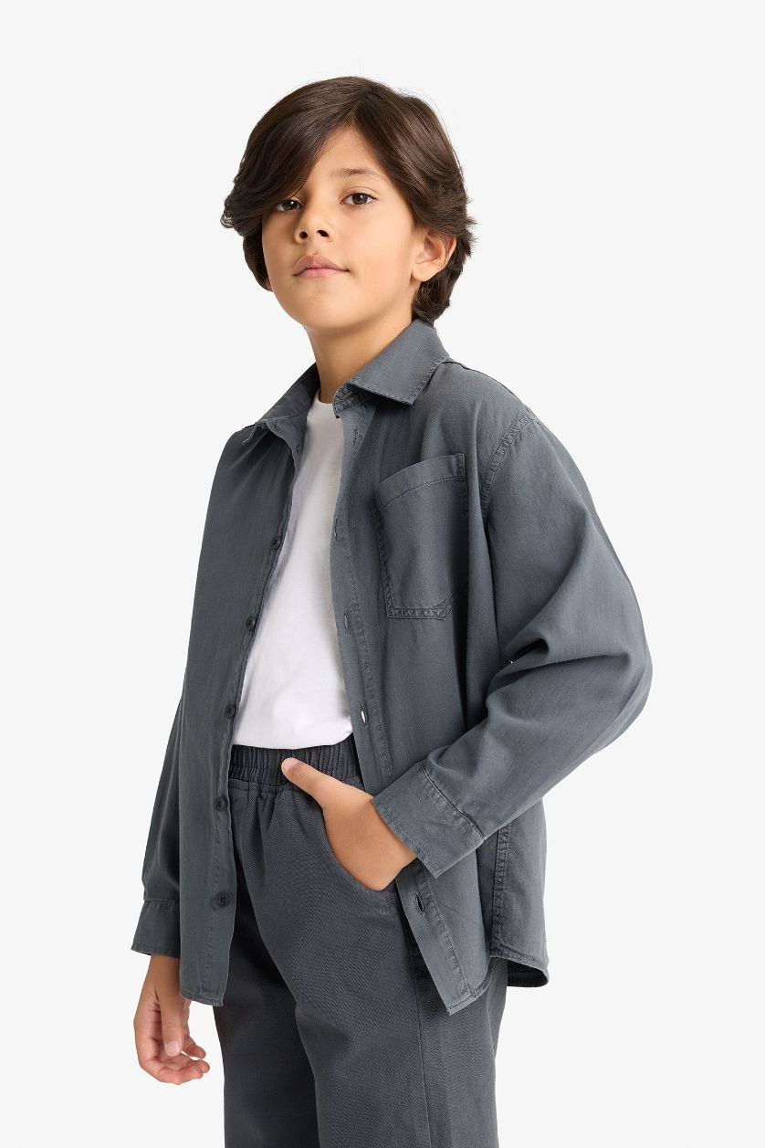 أولادي أنثرا قميص اولادي كم طويل اوفر سايز بياقة بولو