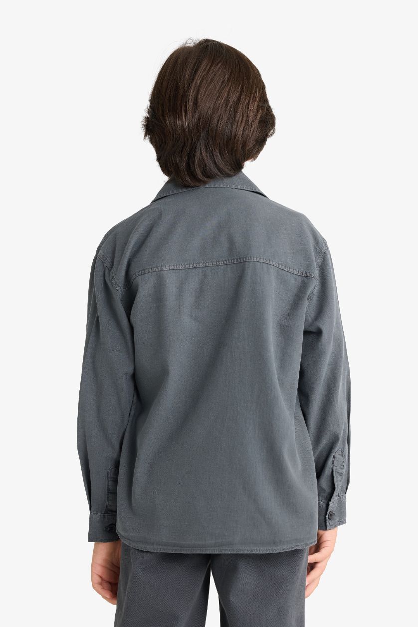 أولادي أنثرا قميص اولادي كم طويل اوفر سايز بياقة بولو