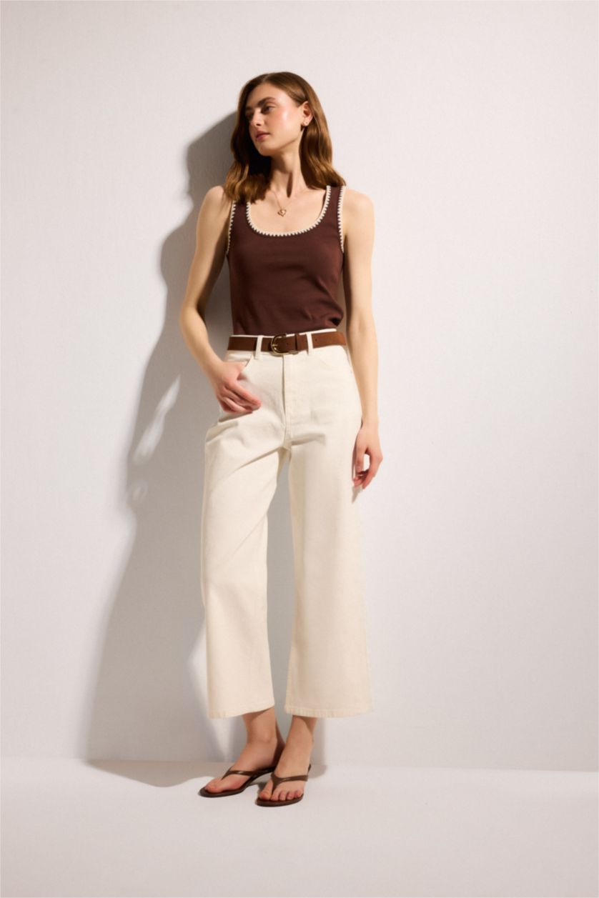 نساء اوف وايت High Waist Culotte Fit Trousers