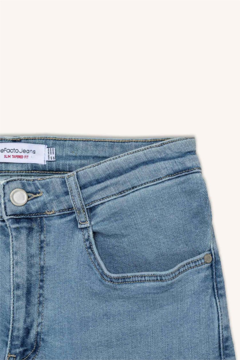 رجالي أزرق فاتح بنطلون جينز سليم فيت برجل ضيقة