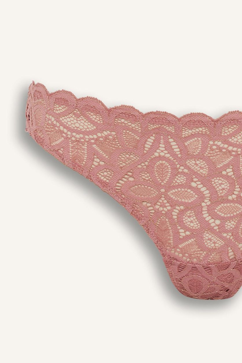 حريمي وردي كلوت برازيلي دانتيل لامع