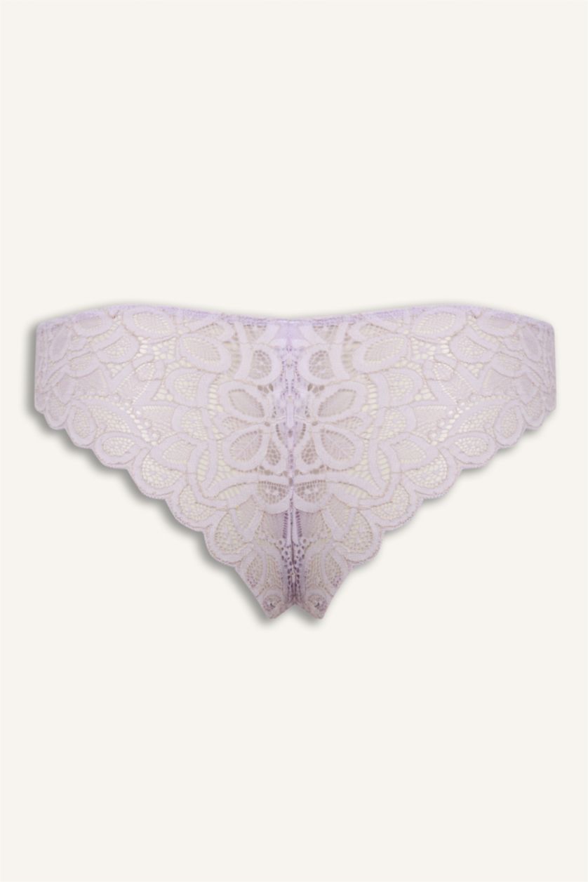 Женщины Светло-сиреневый Кружевные трусики-бразилиана с люрексом
