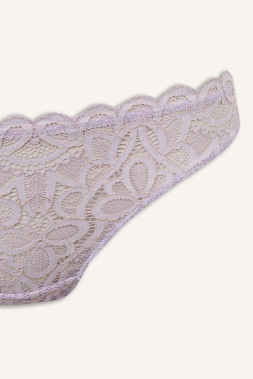Женщины Светло-сиреневый Кружевные трусики-бразилиана с люрексом