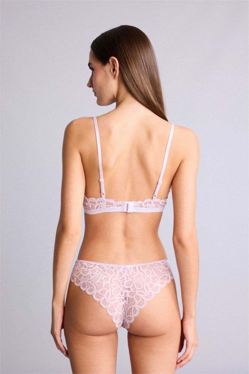 Women Light Lilac Brazilian Lace Panties
