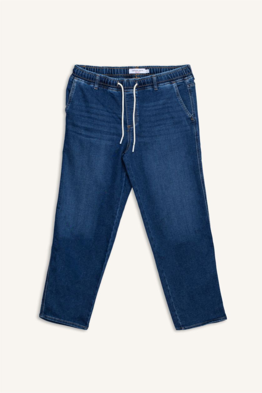 رجالي أزرق غامق بنطلون وايد ليج برجل واسع