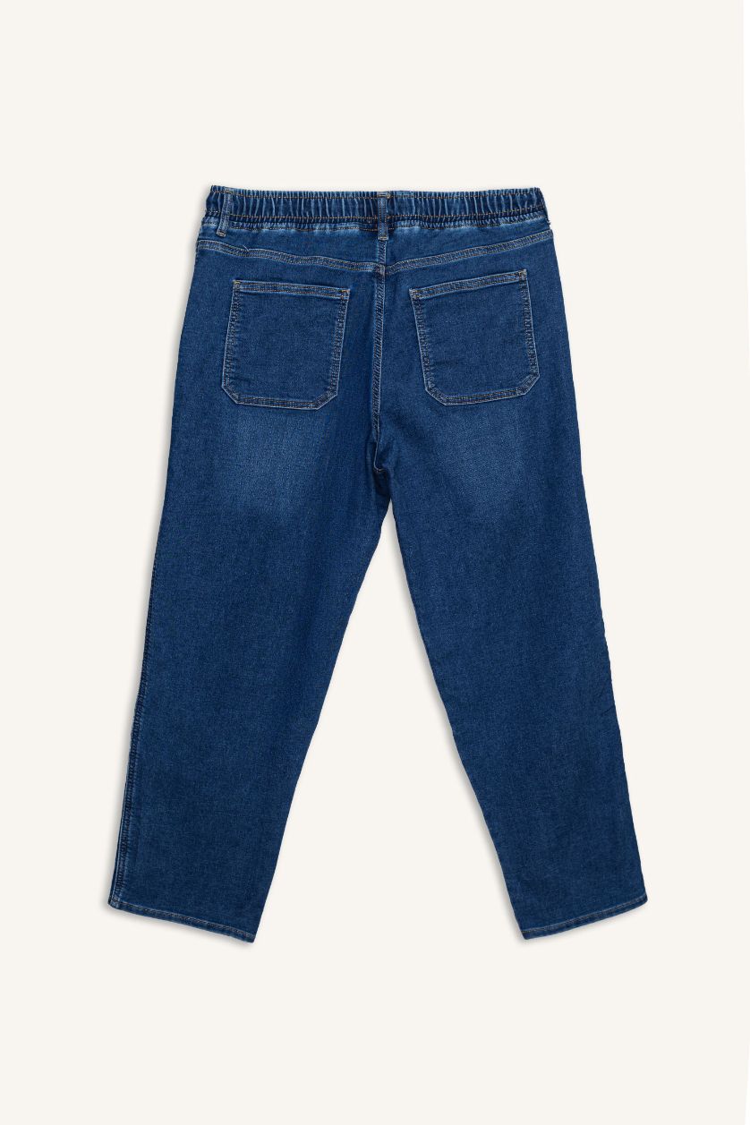 رجالي أزرق غامق بنطلون وايد ليج برجل واسع