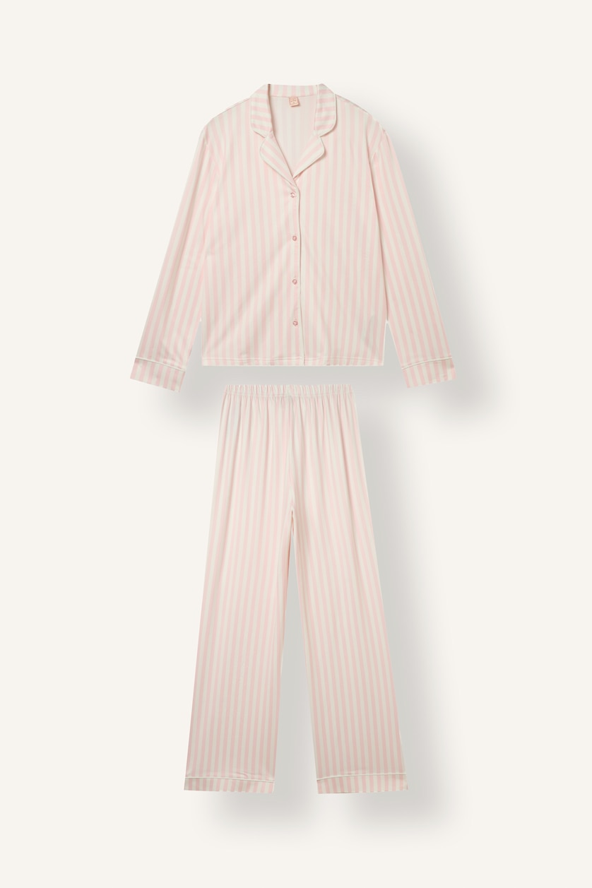 WOMAN Pink Regular Fit Striped 2 Piece Set