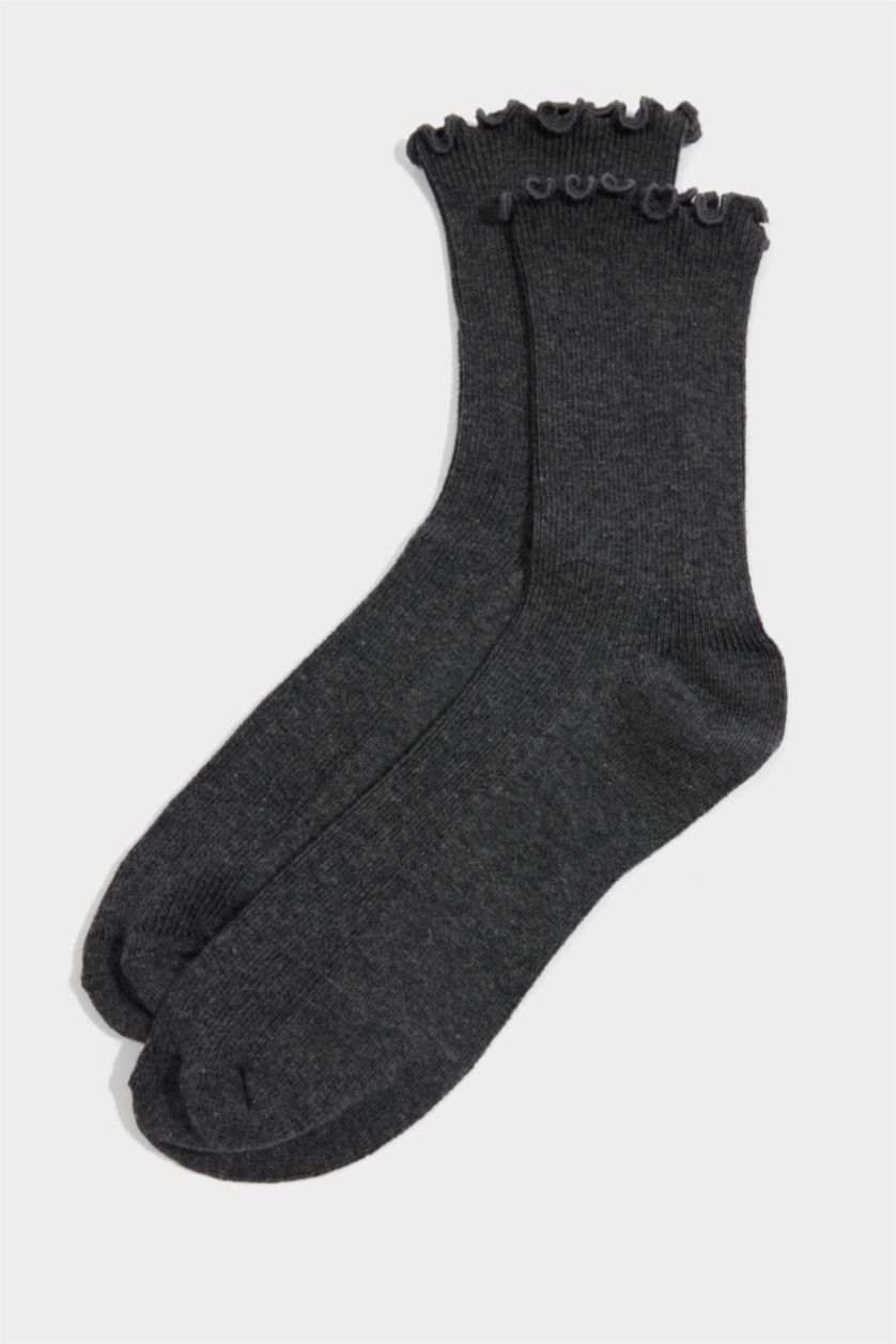 Kadın Karma Kadın Fırfırlı 3'lü Pamuklu Uzun Çorap