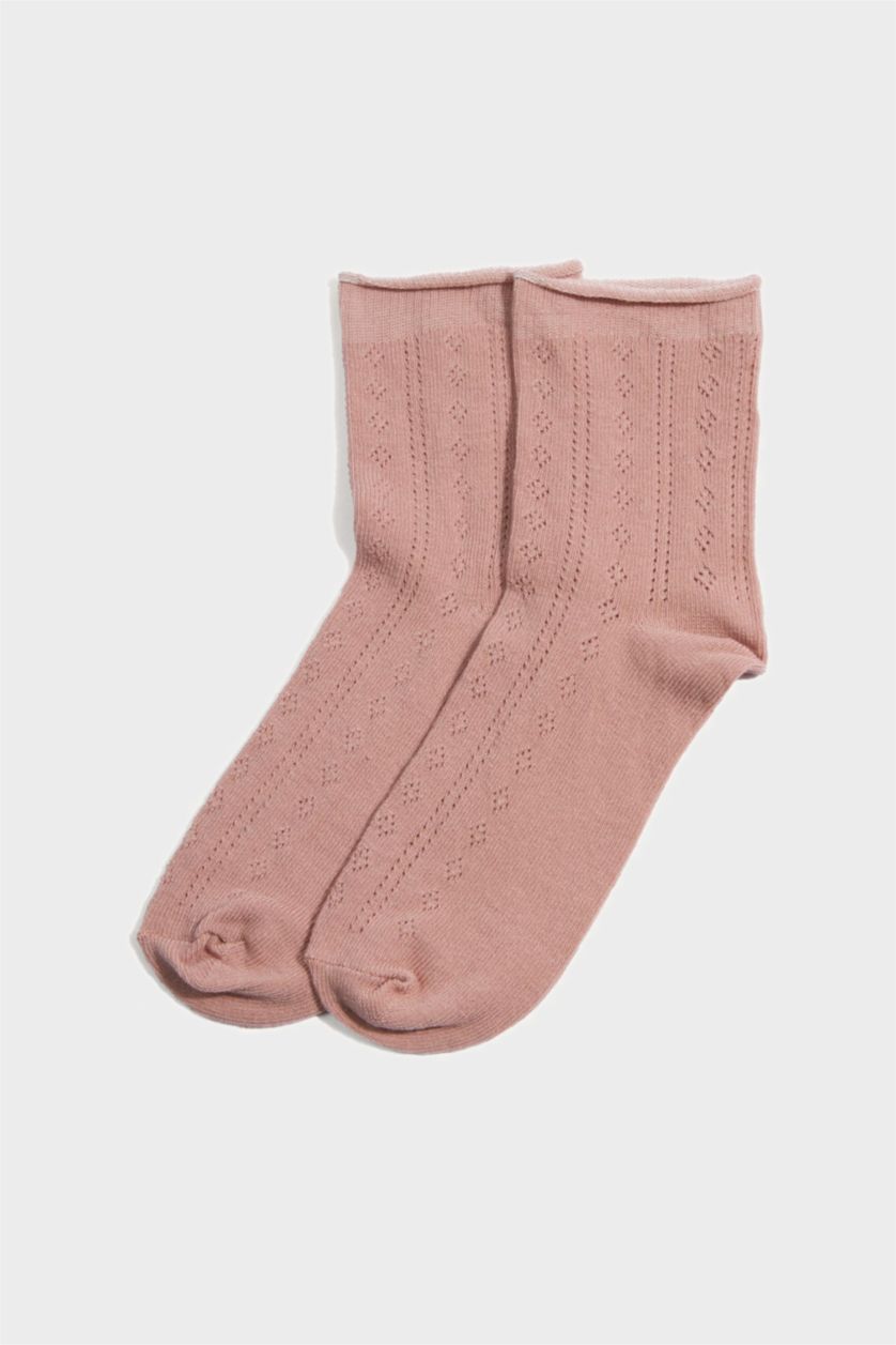 FEMME Rose Clair Lot de 3 Chaussettes en coton à volants pour femme