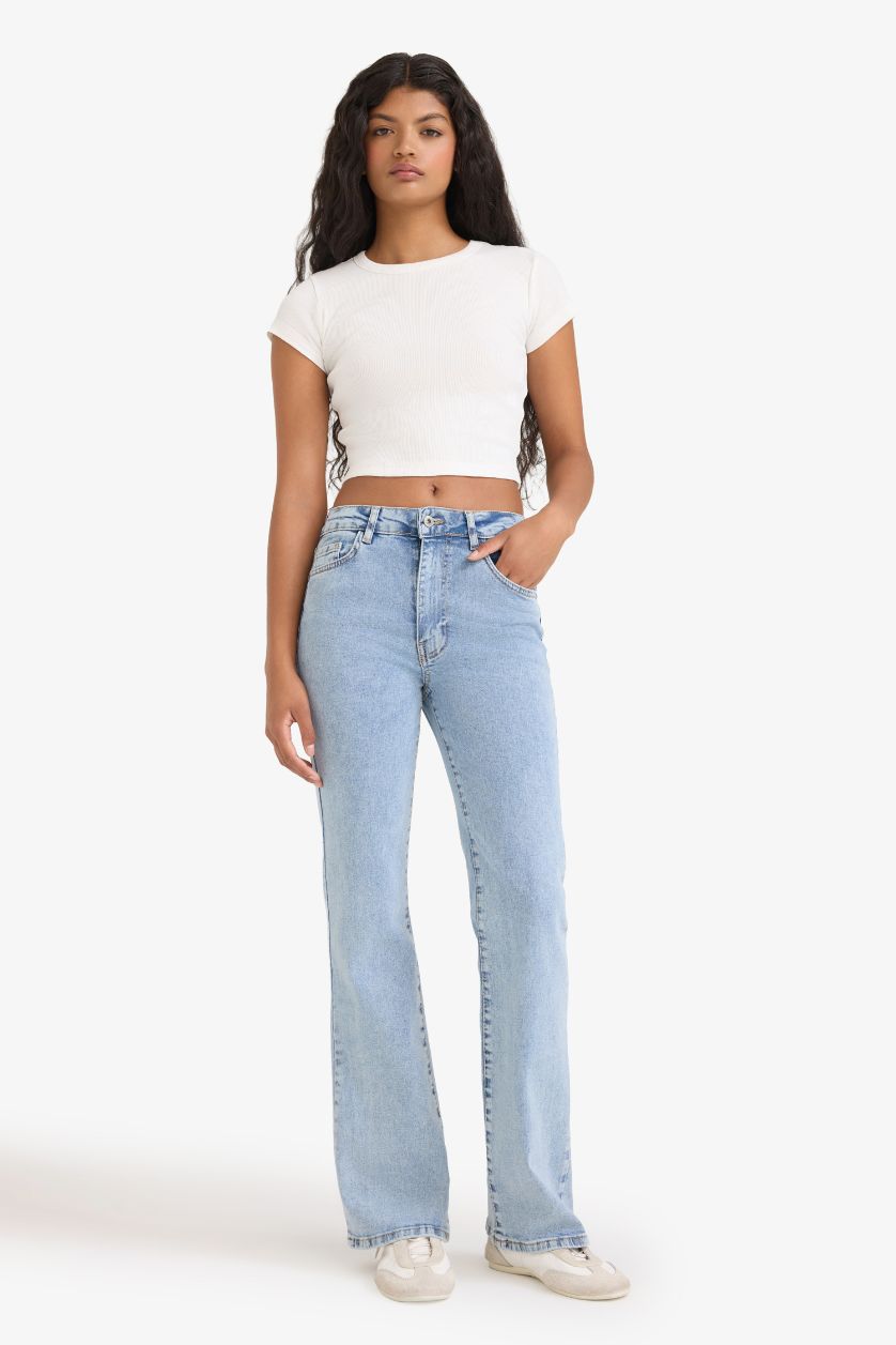 WOMAN Light Indigo High Waist Washed Jeans