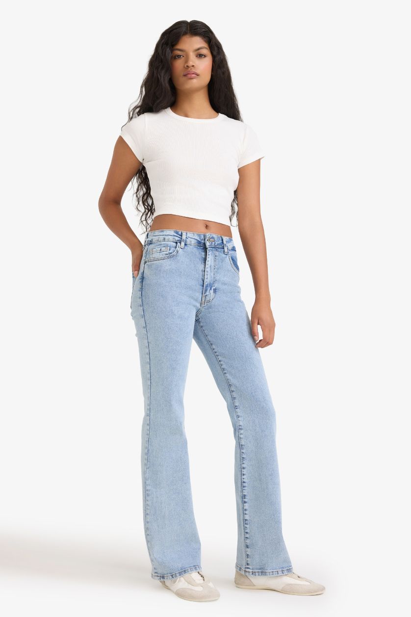 WOMAN Light Indigo High Waist Washed Jeans