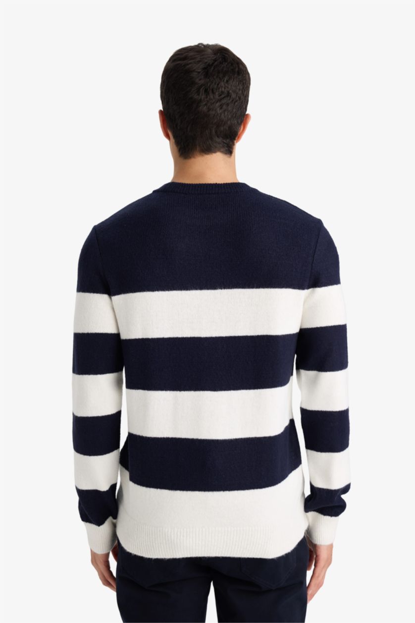 HOMME Marin Pull tricot à col rond Coupe standard