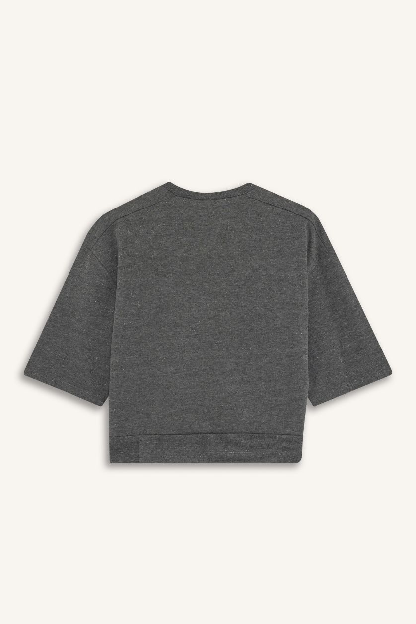 بناتي أنثرا سويت شيرت بناتي اوفر سايز ورقبة مستديرة