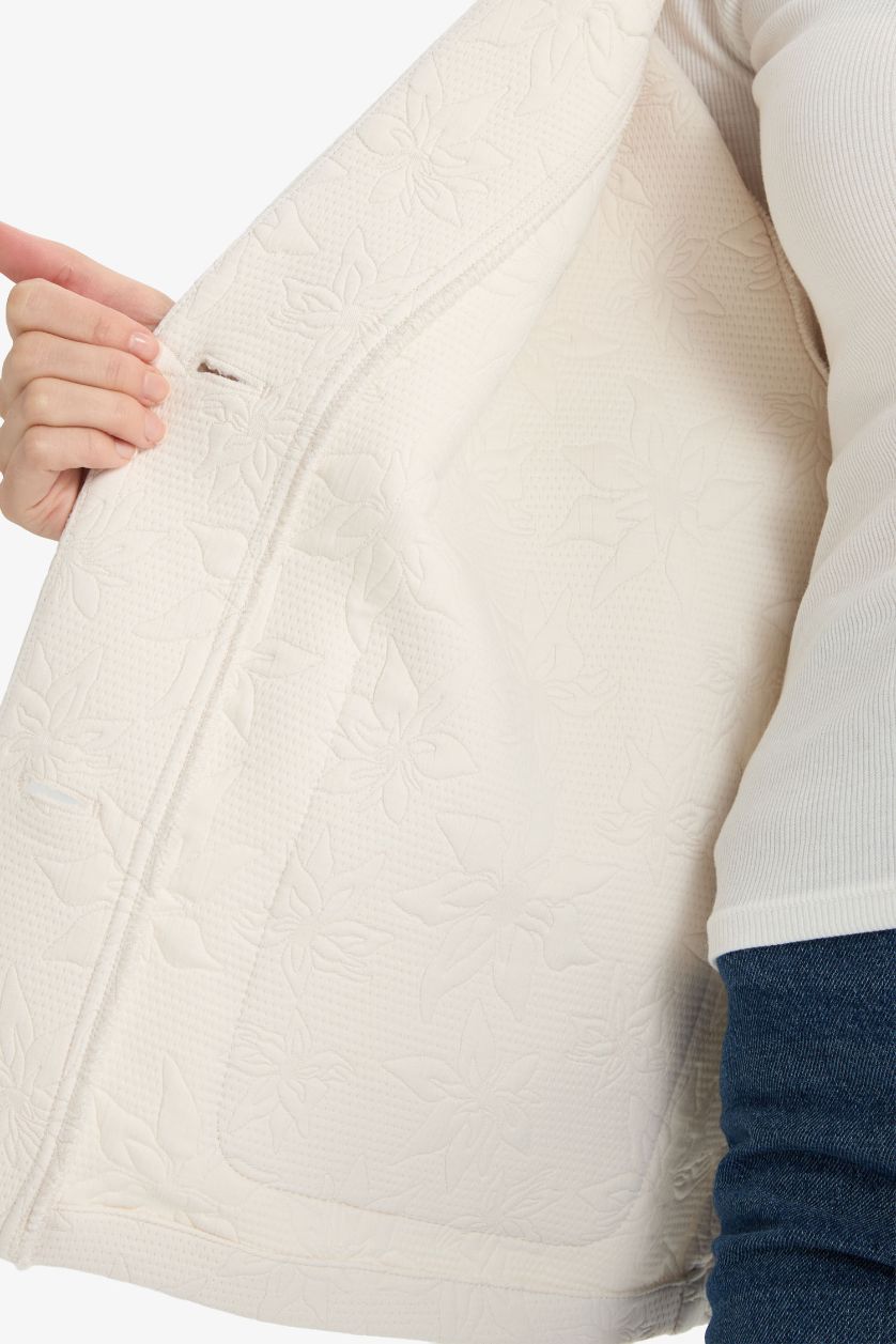 FEMME Beige Veste à col en V Coupe régulière