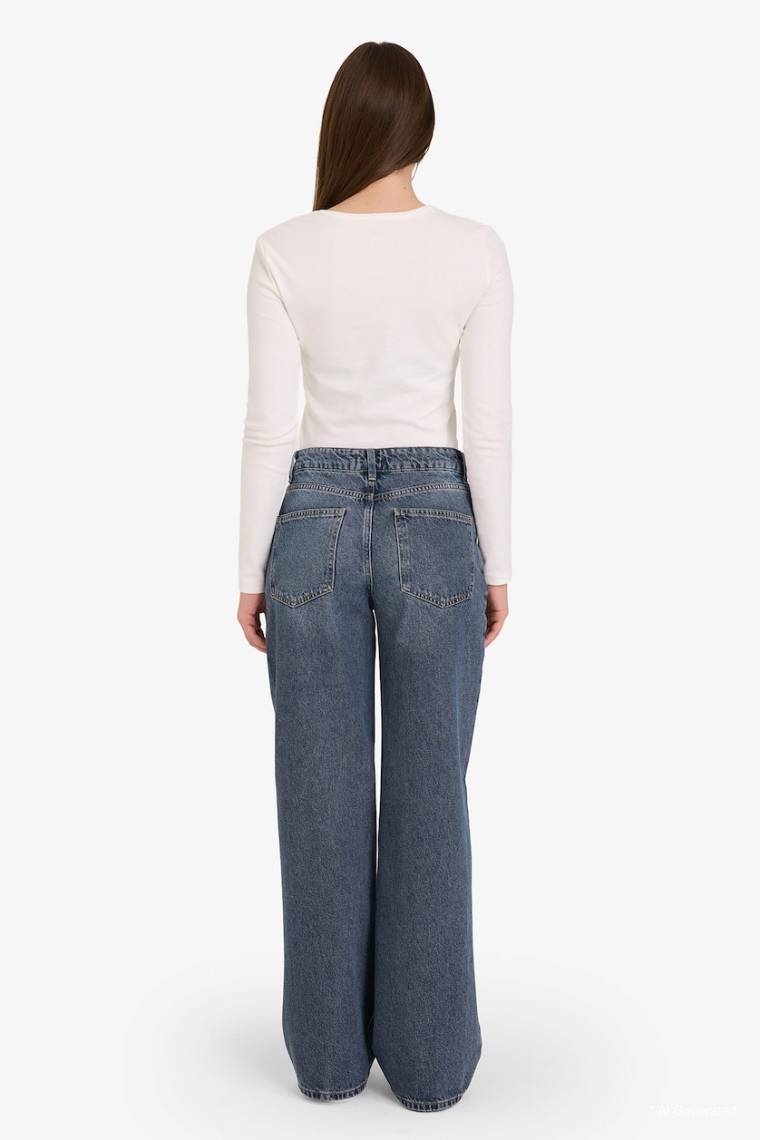 Woman Dark Blue Low Waist Trousers