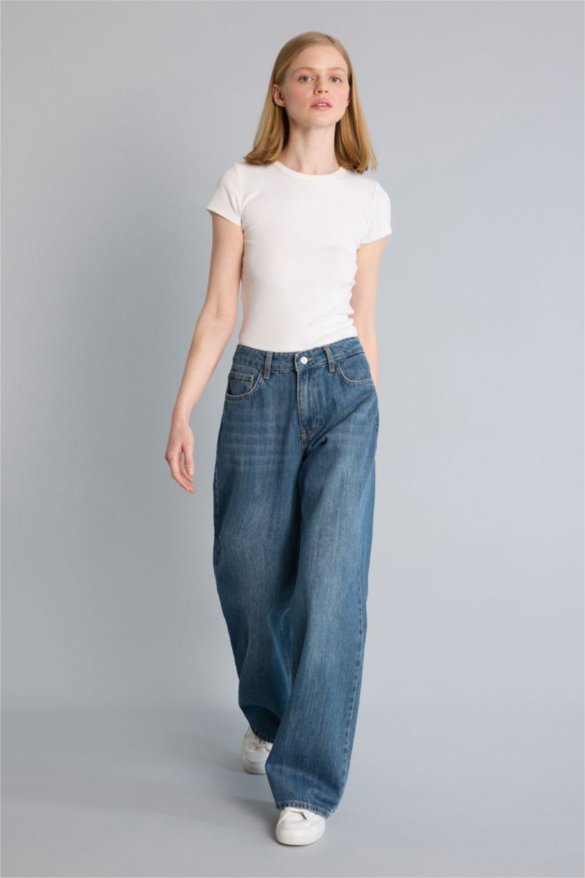 Kadın Koyu Mavi Low Rise Düşük bel Jean Pantolon