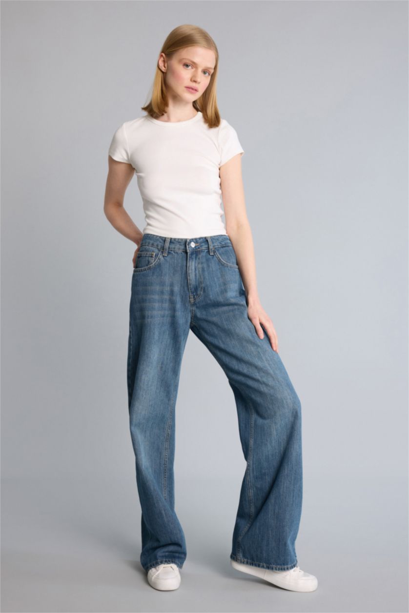 Kadın Koyu Mavi Low Rise Düşük bel Jean Pantolon