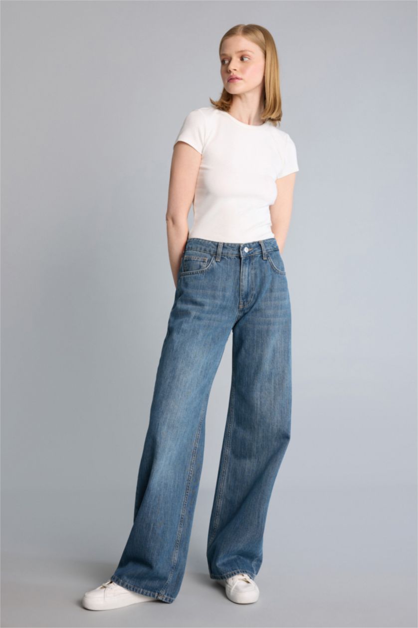 Kadın Koyu Mavi Low Rise Düşük bel Jean Pantolon